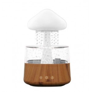蘑菇七彩夜灯下雨加湿器香薰静音家用氛围灯